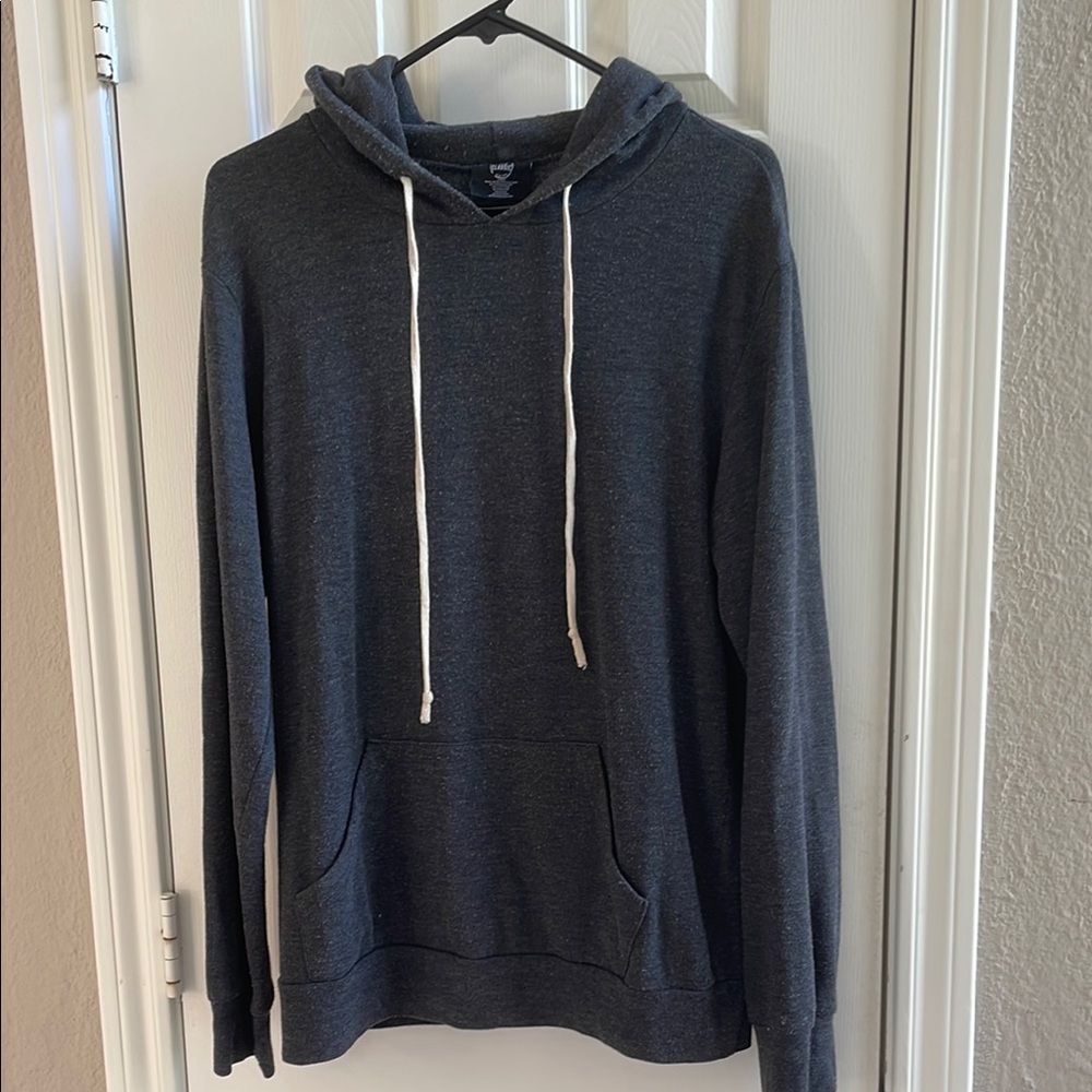 True Classic Men's Charcoal Gray Fleece Hoodie Sweatshirt Pullover Size L
